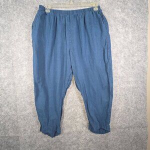 Flax Women's Lagenlook Pants Pull On Elastic Waistband Linen Pant  Size L Casual
